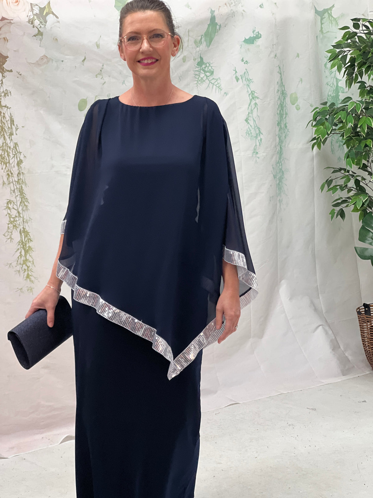 Zoe Navy Evening Top – Dressxox - Main Image