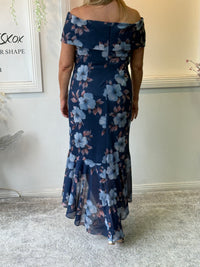 Audrey Navy Floral Evening Gown