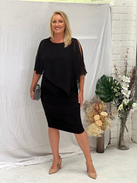 Noelle Black Ruched Jersey Skirt