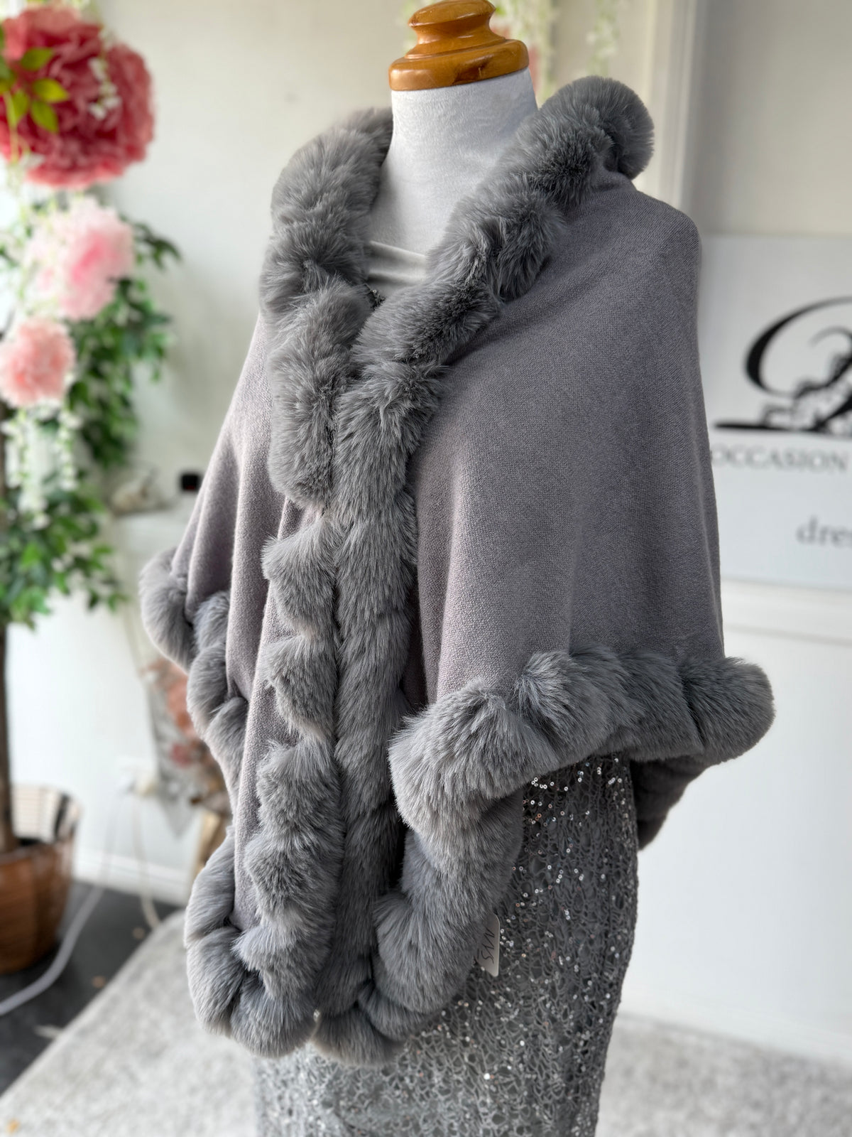 Betsy Faux Fur Evening Shawl