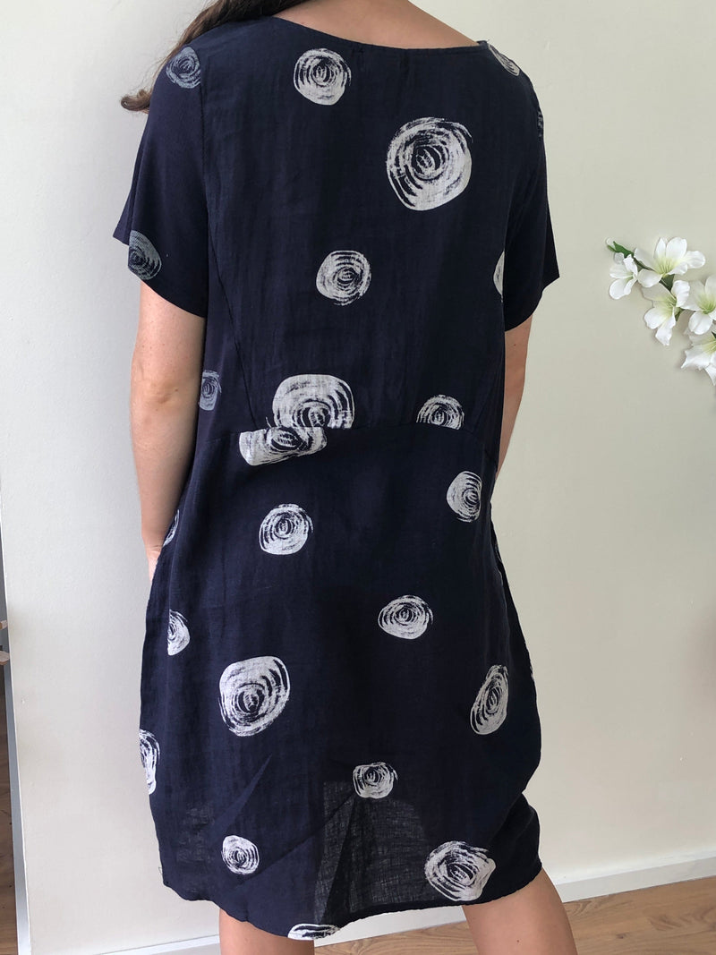 Cali & Co DRESSES Sicily Swirl Linen Dress