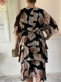 Emily Black Petal Silk Dress