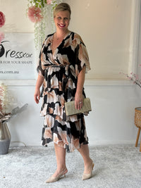 Emily Black Petal Silk Dress