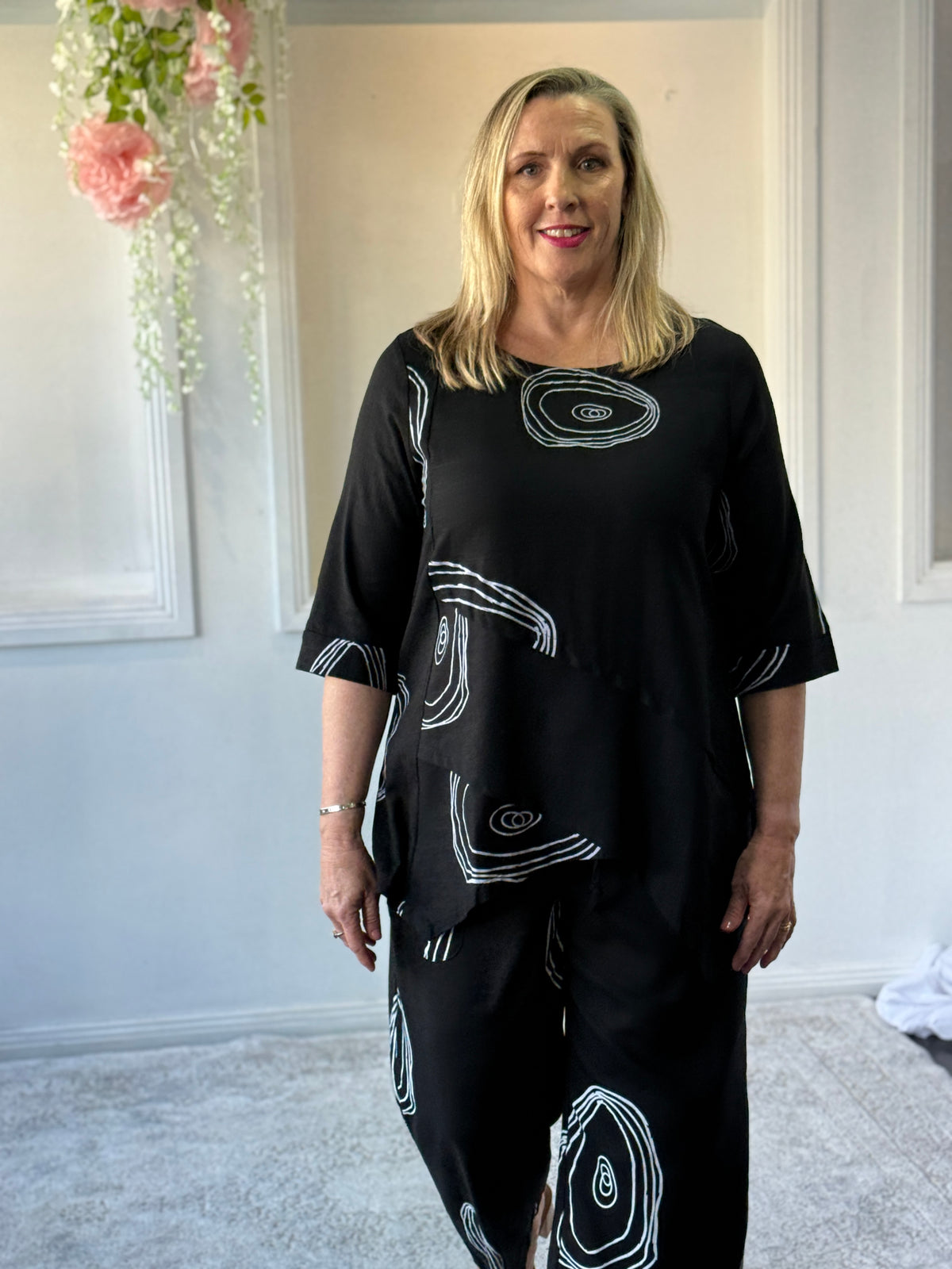 Karla Black Swirl Linen Top