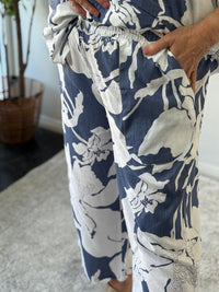 Niylah Blue Floral Linen Pants