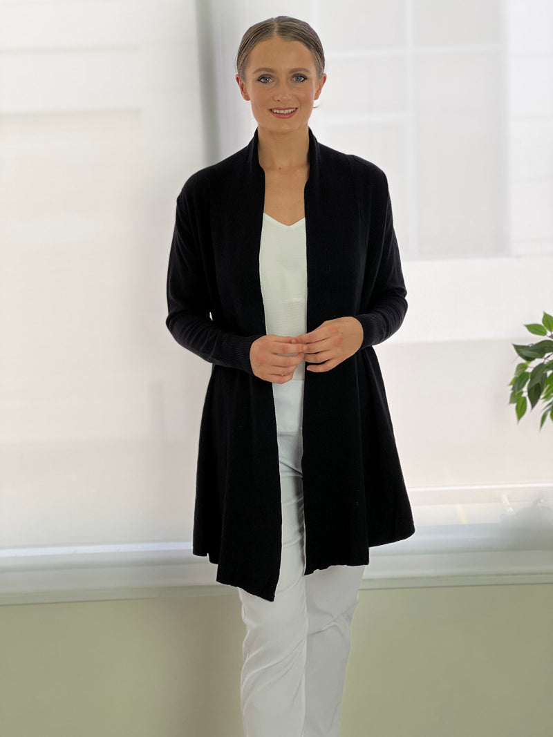 Olinda Black Wool Knit Cardigan