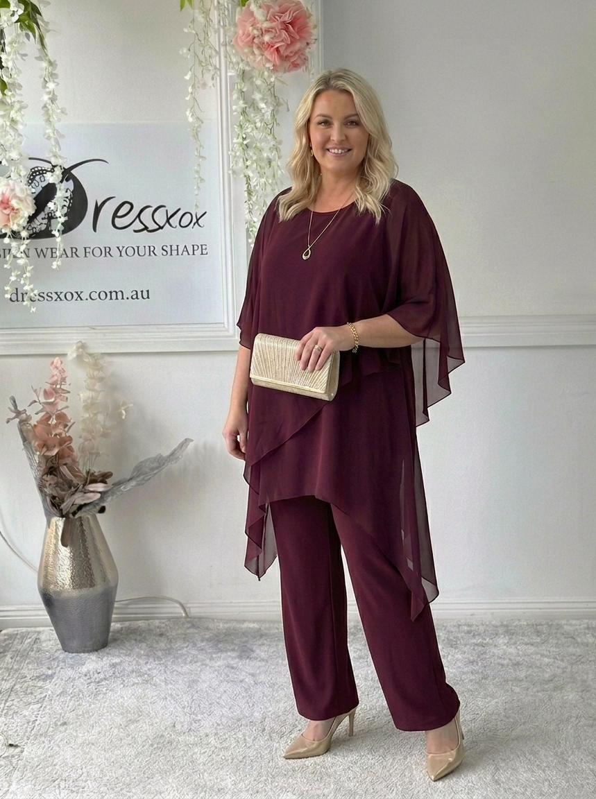 Cara Burgundy Elegant Jumpsuit