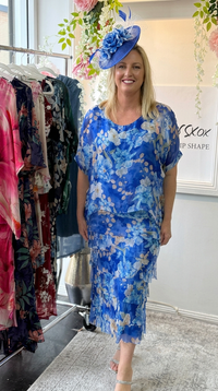 Clyde Blue Floral Silk Dress