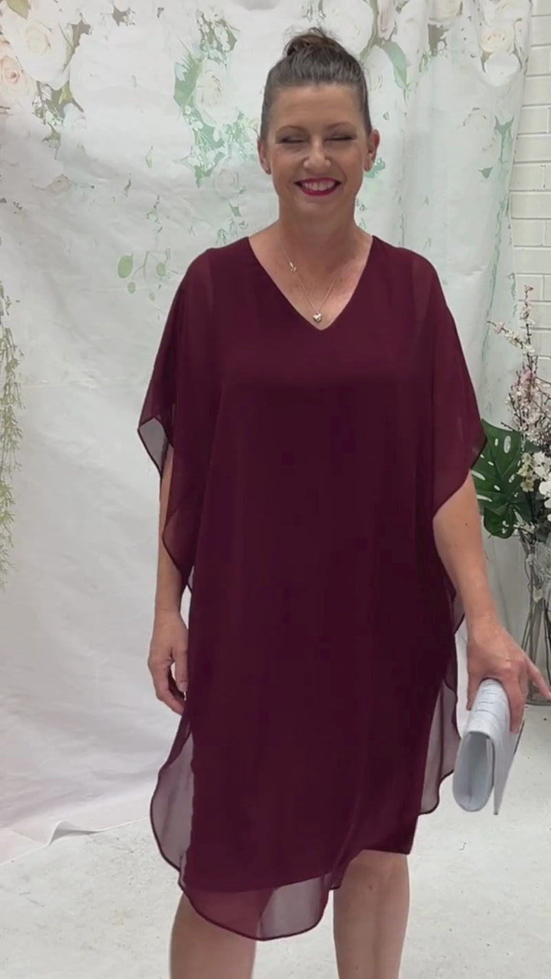 Helena Burgundy Evening Dress