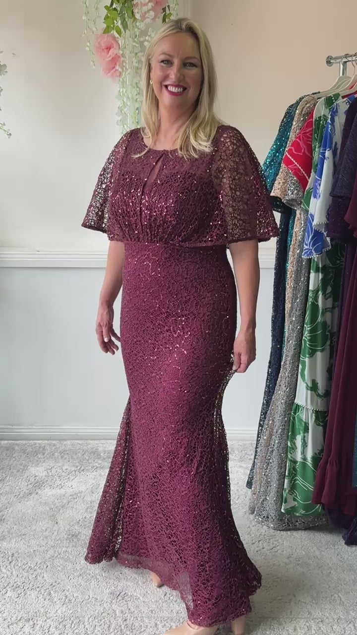 Payton Burgundy Sequin Evening Gown