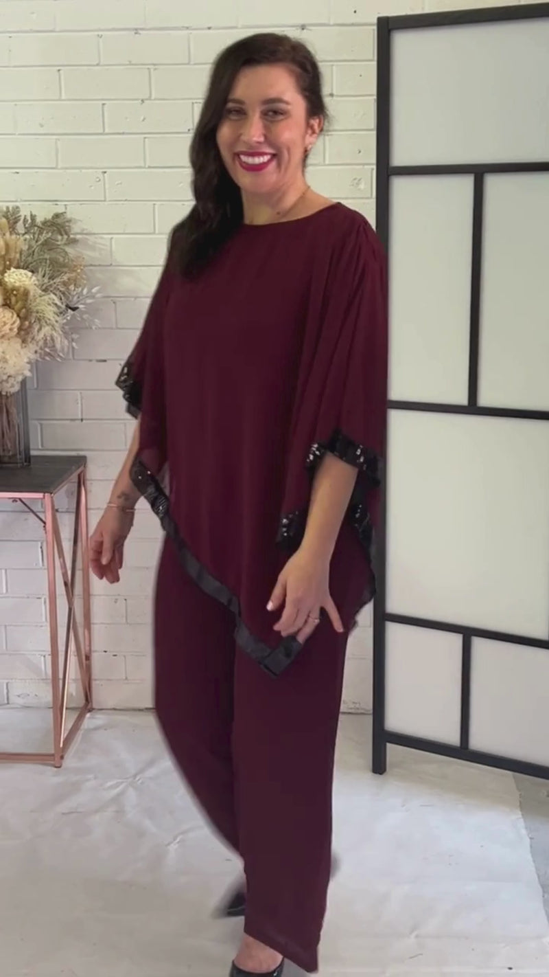 Zoe Burgundy Evening Top