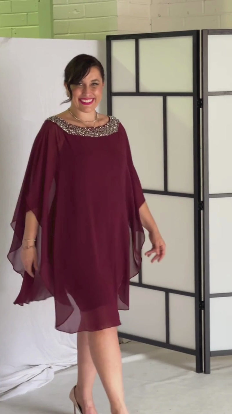 Etan Burgundy Evening Dress
