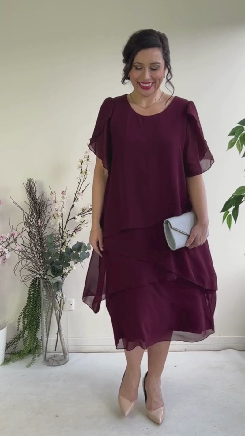 Charlotte Burgundy Evening Dress