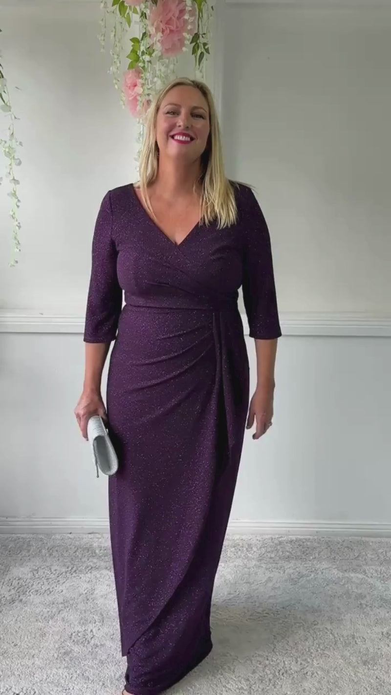 Constantine Plum Glitter Gown