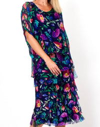 Clyde Floral Navy Silk Dress