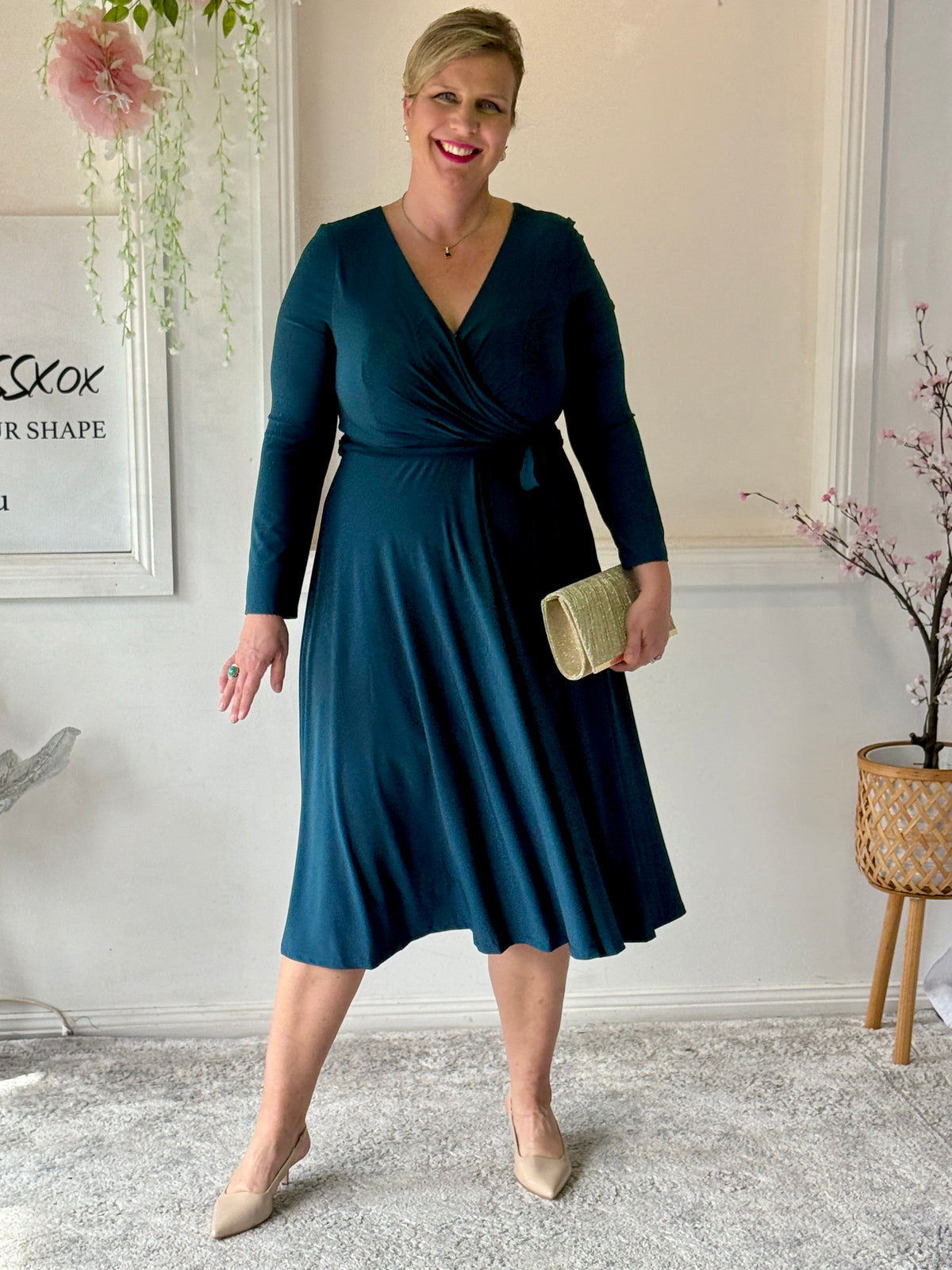 Winry Teal Jersey Dress