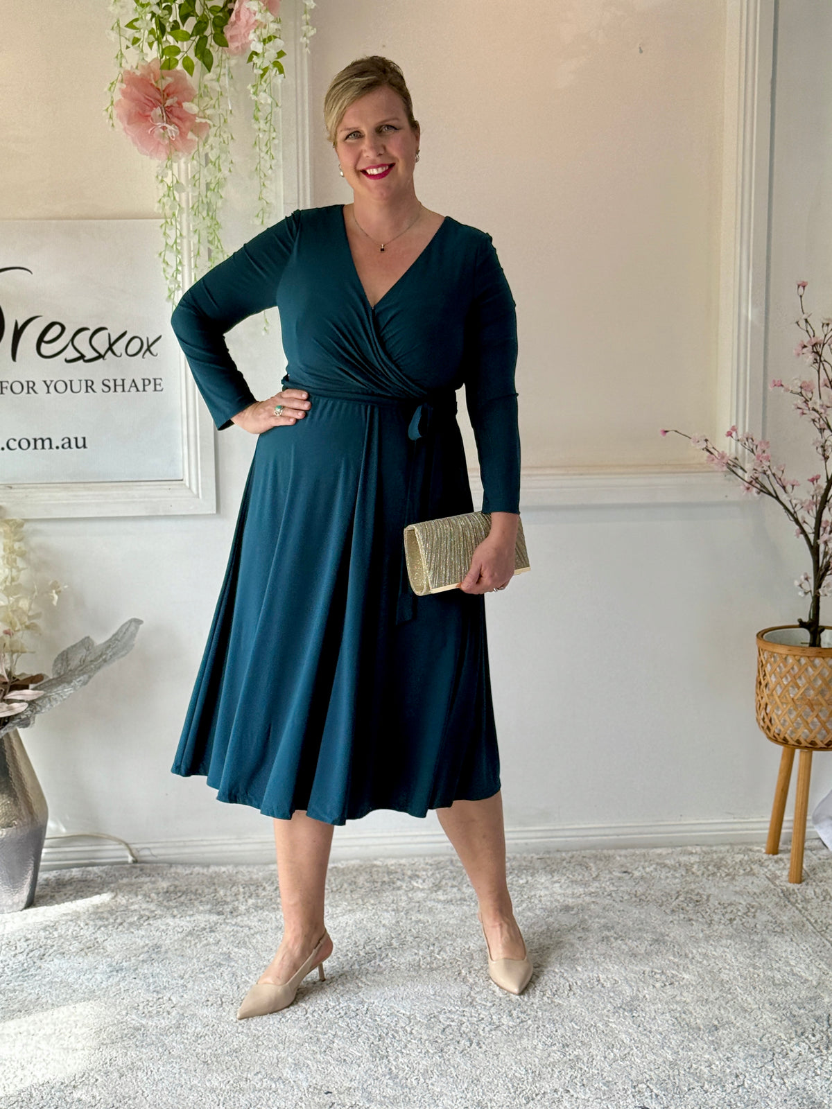 Winry Teal Jersey Dress