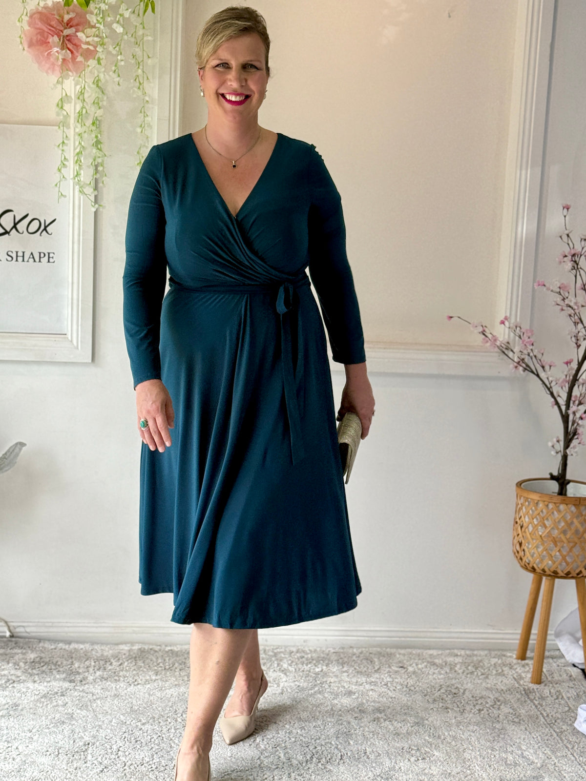 Winry Teal Jersey Dress