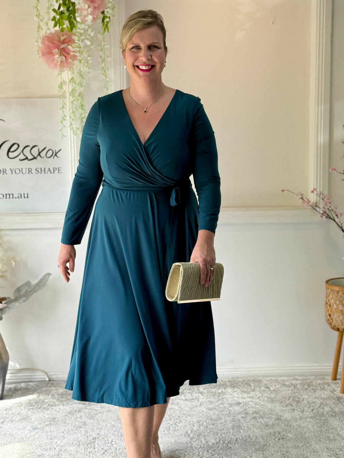 Winry Teal Jersey Dress