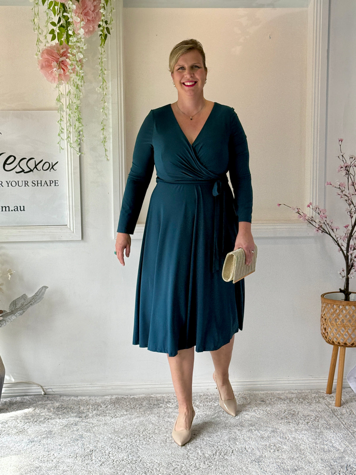 Winry Teal Jersey Dress