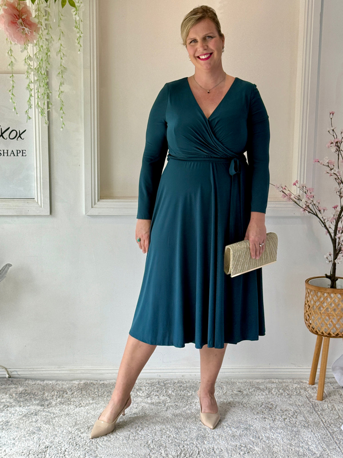 Winry Teal Jersey Dress