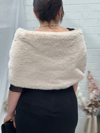 Yannis Cream Faux Fur Shawl