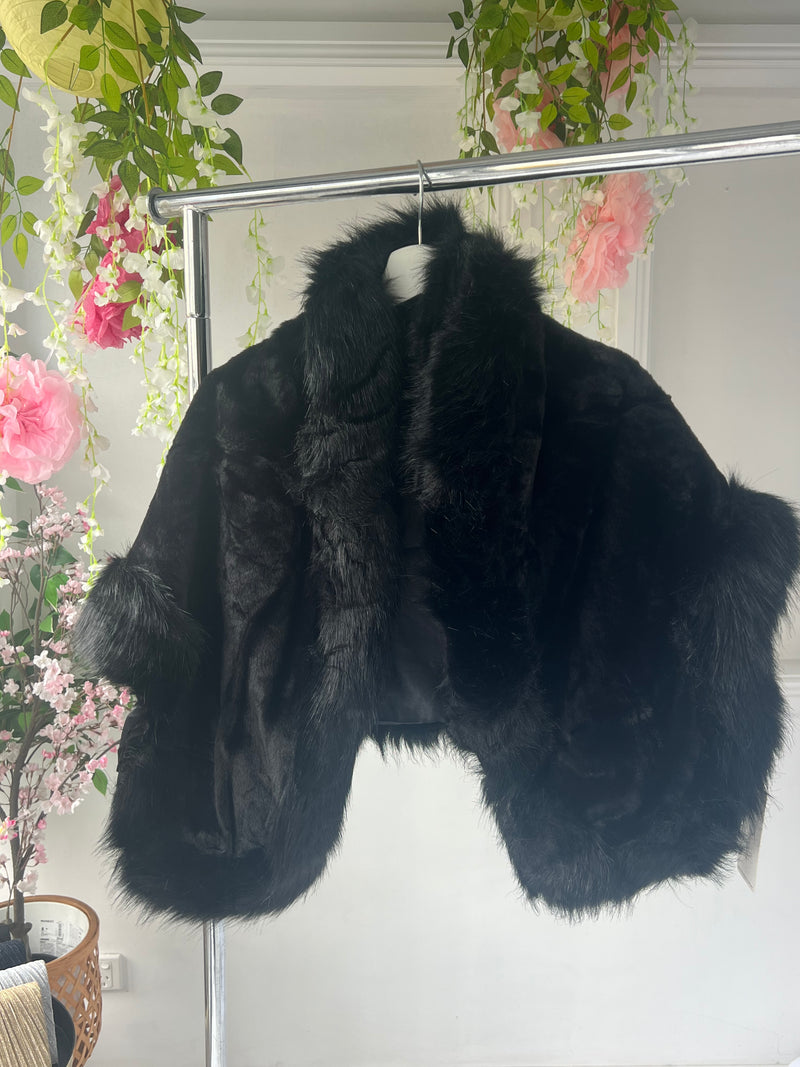 Zabel Faux Fur Shawl Cape