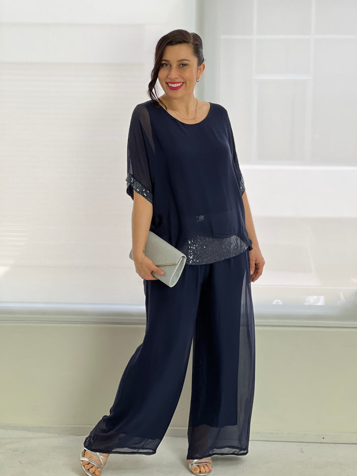 Fort Navy Silk Pants