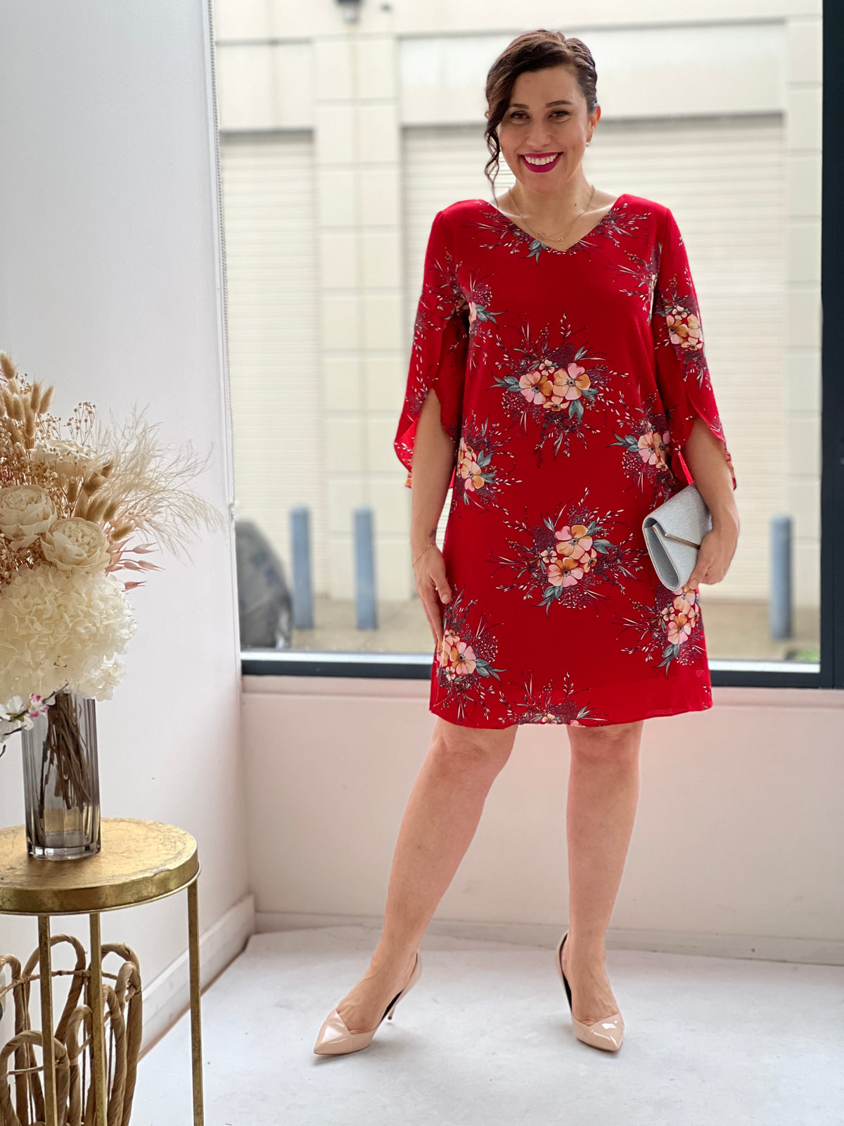 Cecilia Red Blossom Dress
