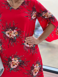 Cecilia Red Blossom Dress