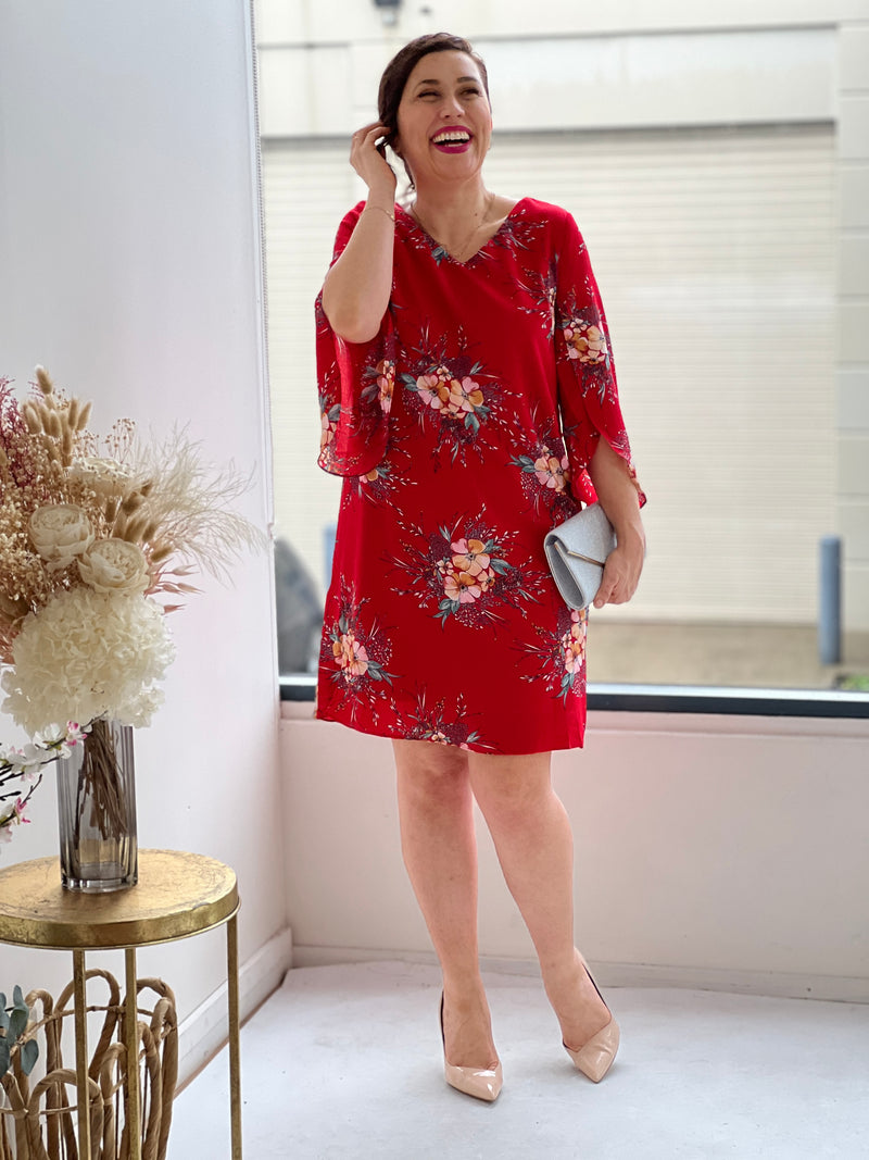 Cecilia Red Blossom Dress