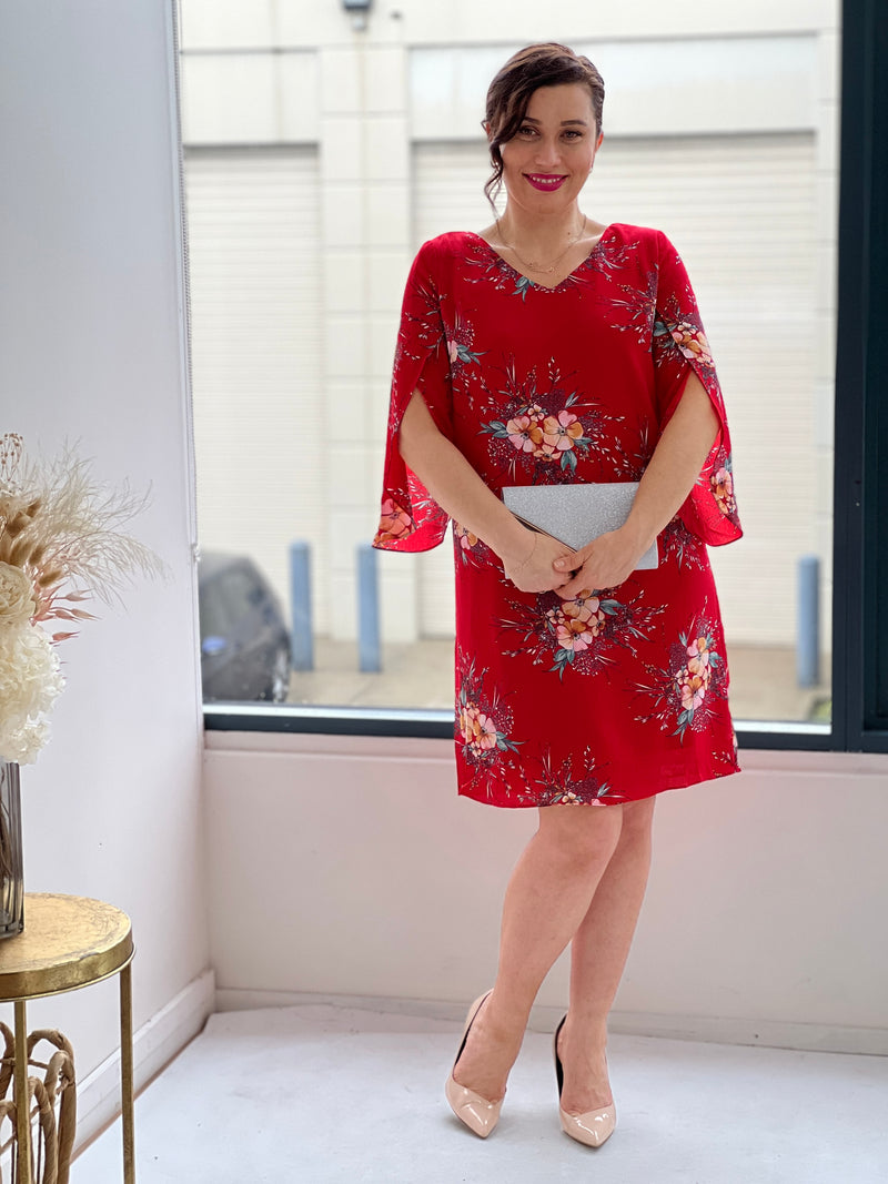 Cecilia Red Blossom Dress
