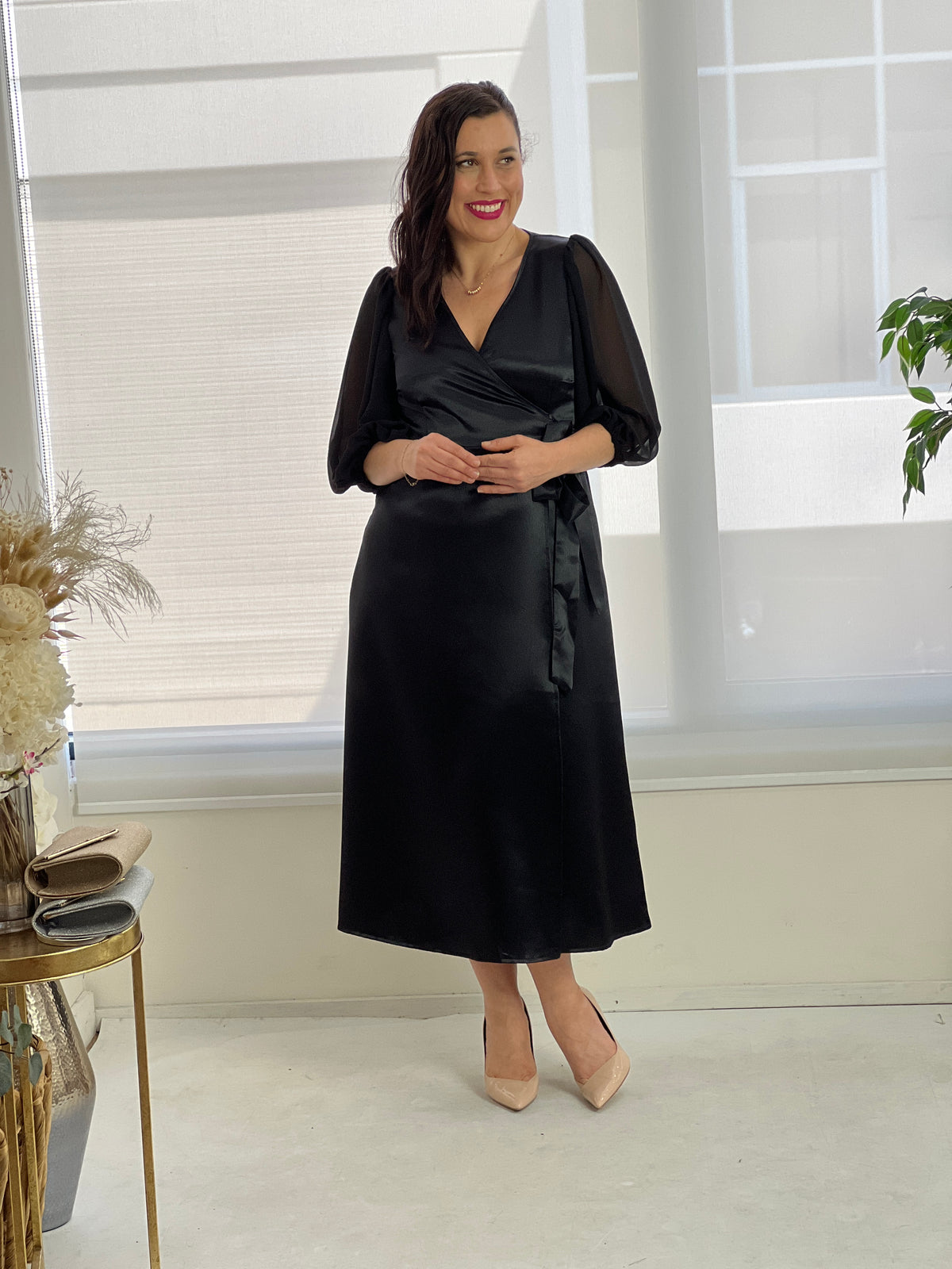 Charlie Black Evening Wrap Dress