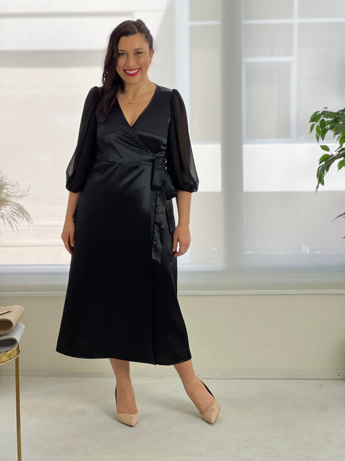 Charlie Black Evening Wrap Dress