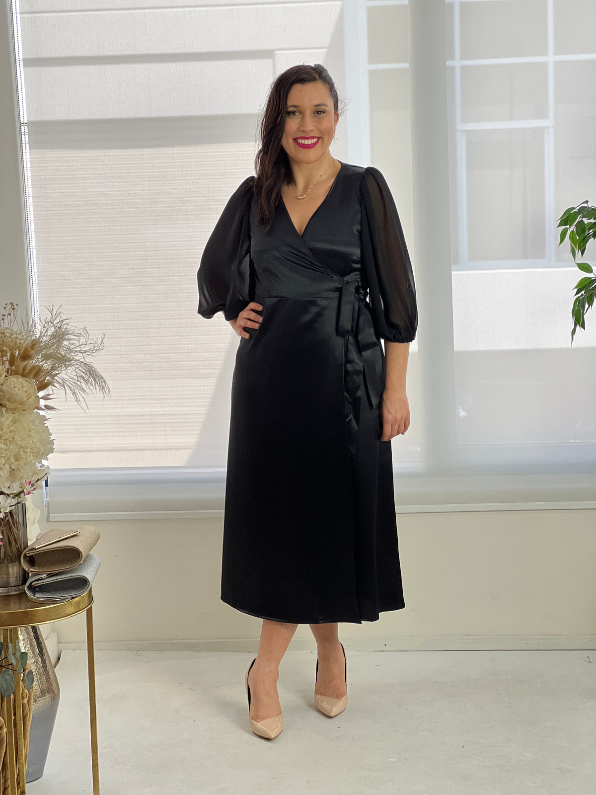 Charlie Black Evening Wrap Dress