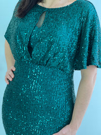 Cindy Emerald Sequin Evening Gown