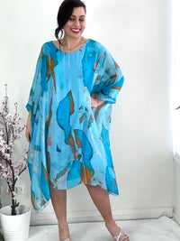 Cora Turquoise Silk Dress