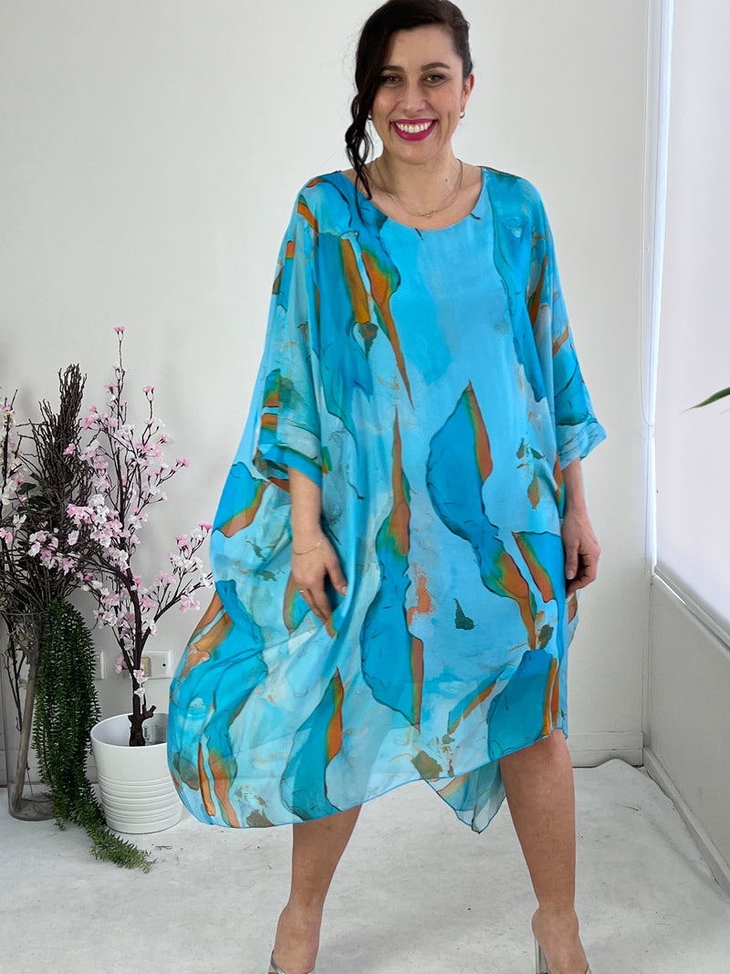 Cora Turquoise Silk Dress
