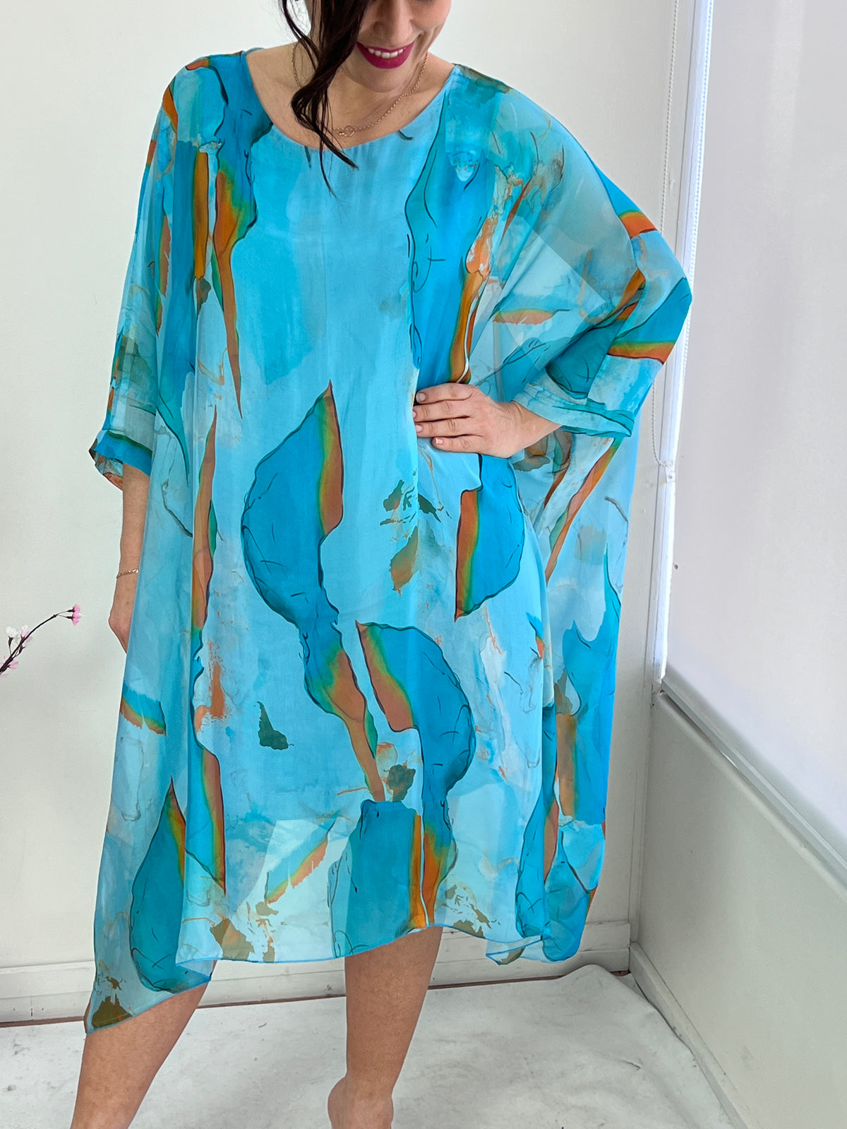 Cora Turquoise Silk Dress