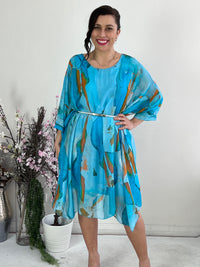 Cora Turquoise Silk Dress