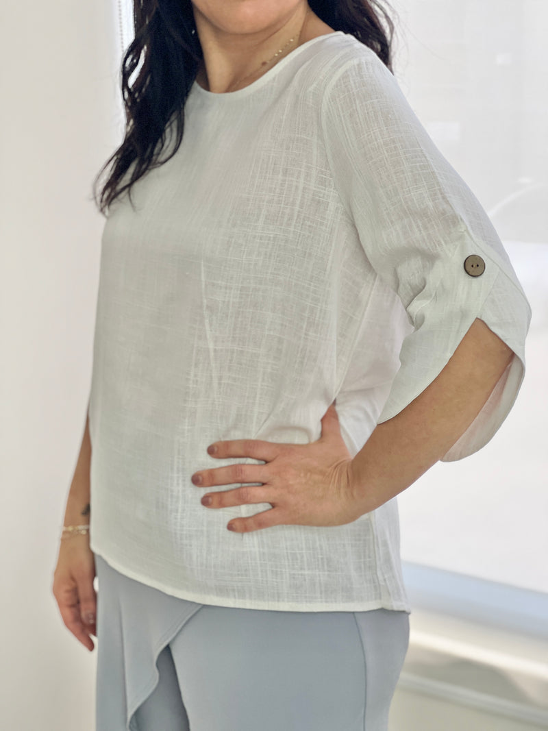 Daxton White Linen Top