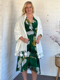 Desaily Emerald Floral Silk Dress