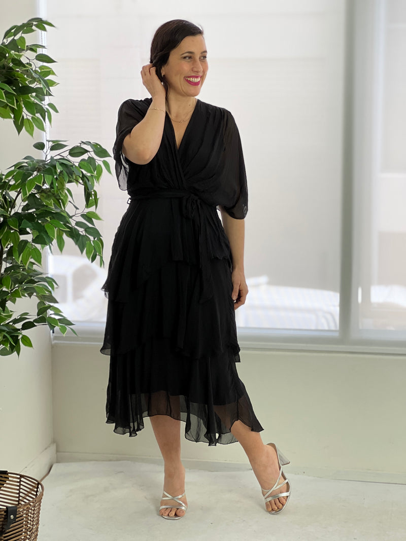 Imogen Black Silk Dress
