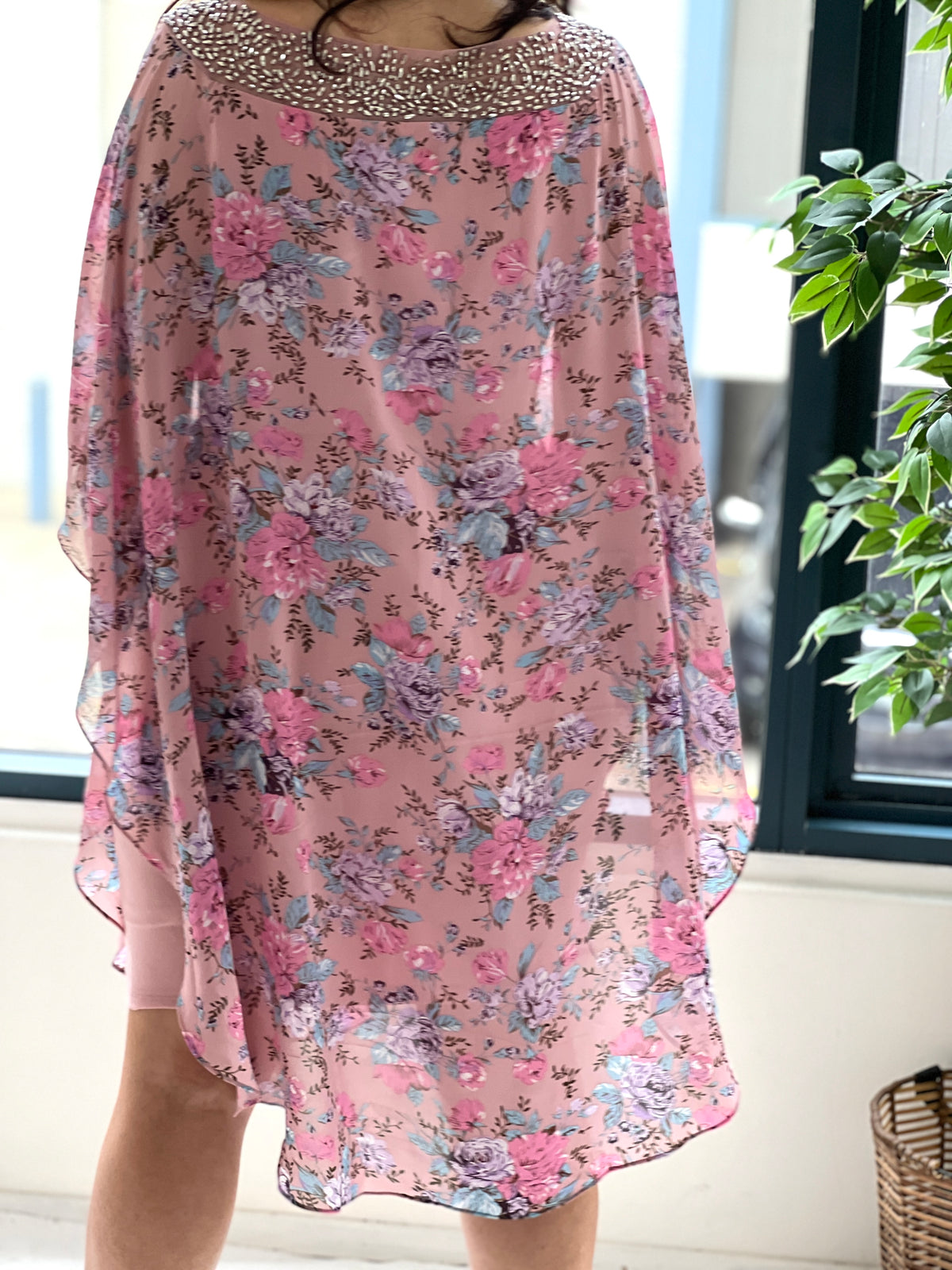 Elias Pink Floral Evening Dress