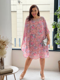 Elias Pink Floral Evening Dress