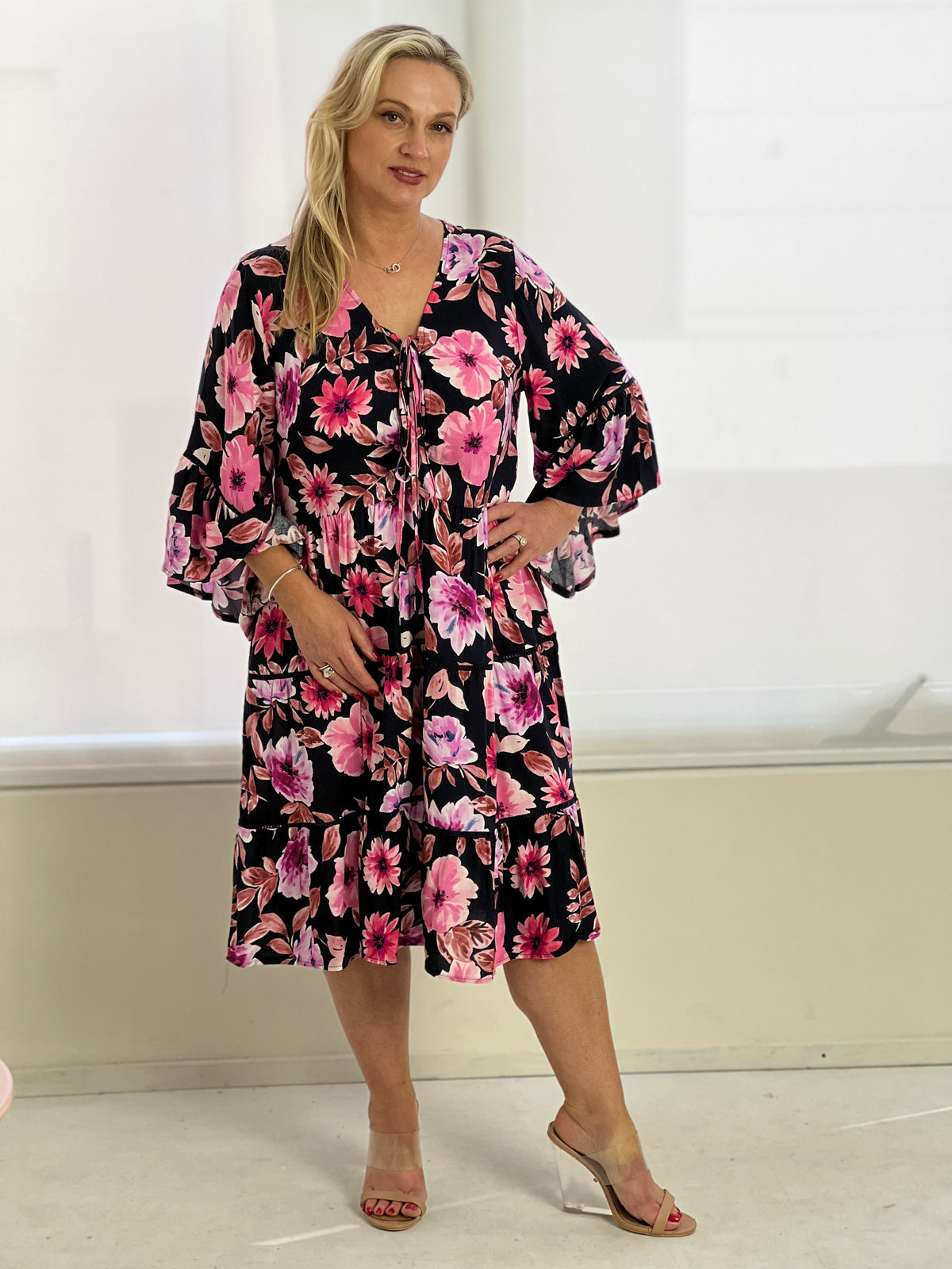 Fara Pink Floral Dress