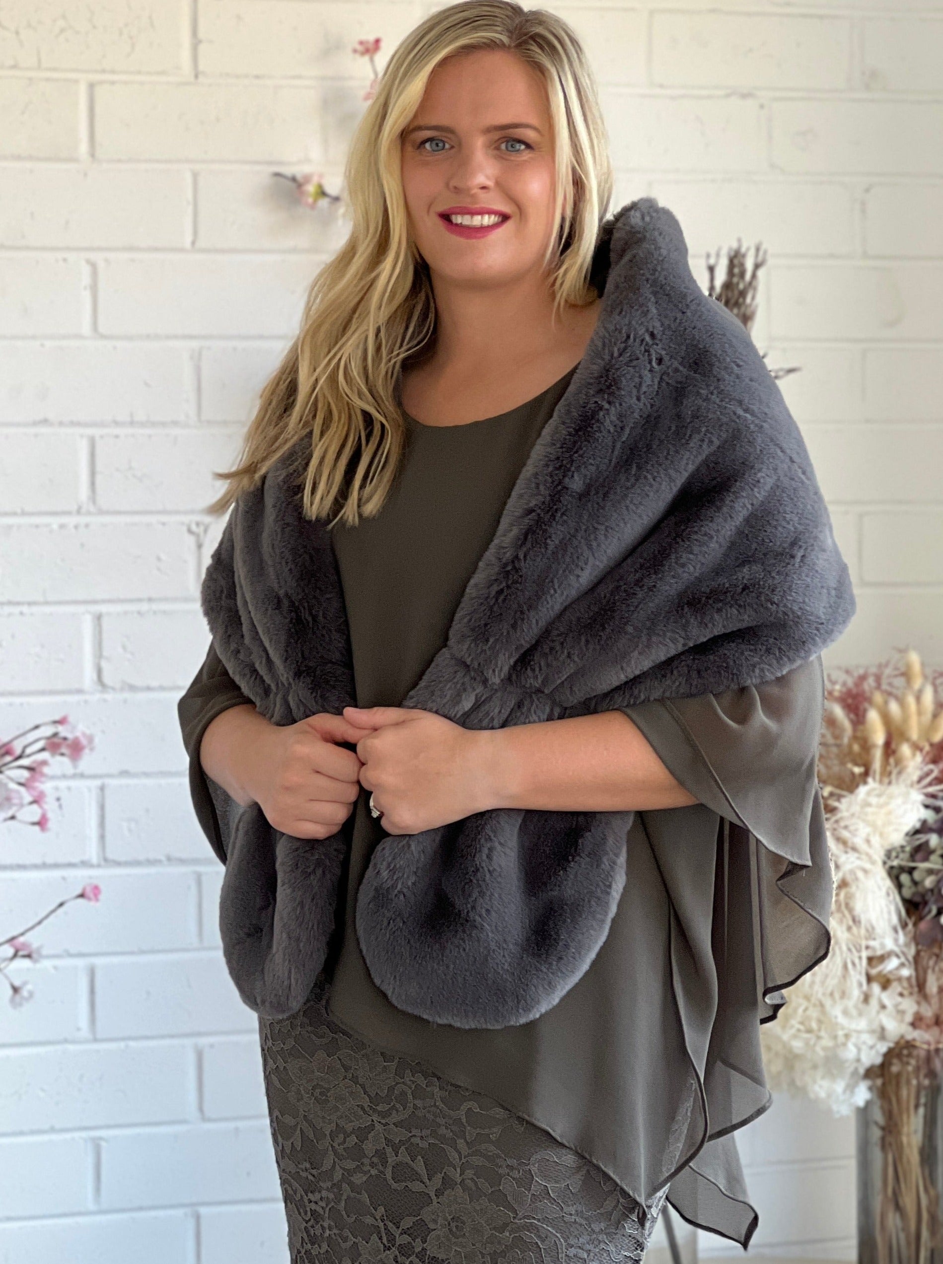 Plus size clearance faux fur wrap