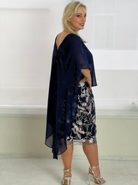 Goslyn Navy Embroidered Evening Dress