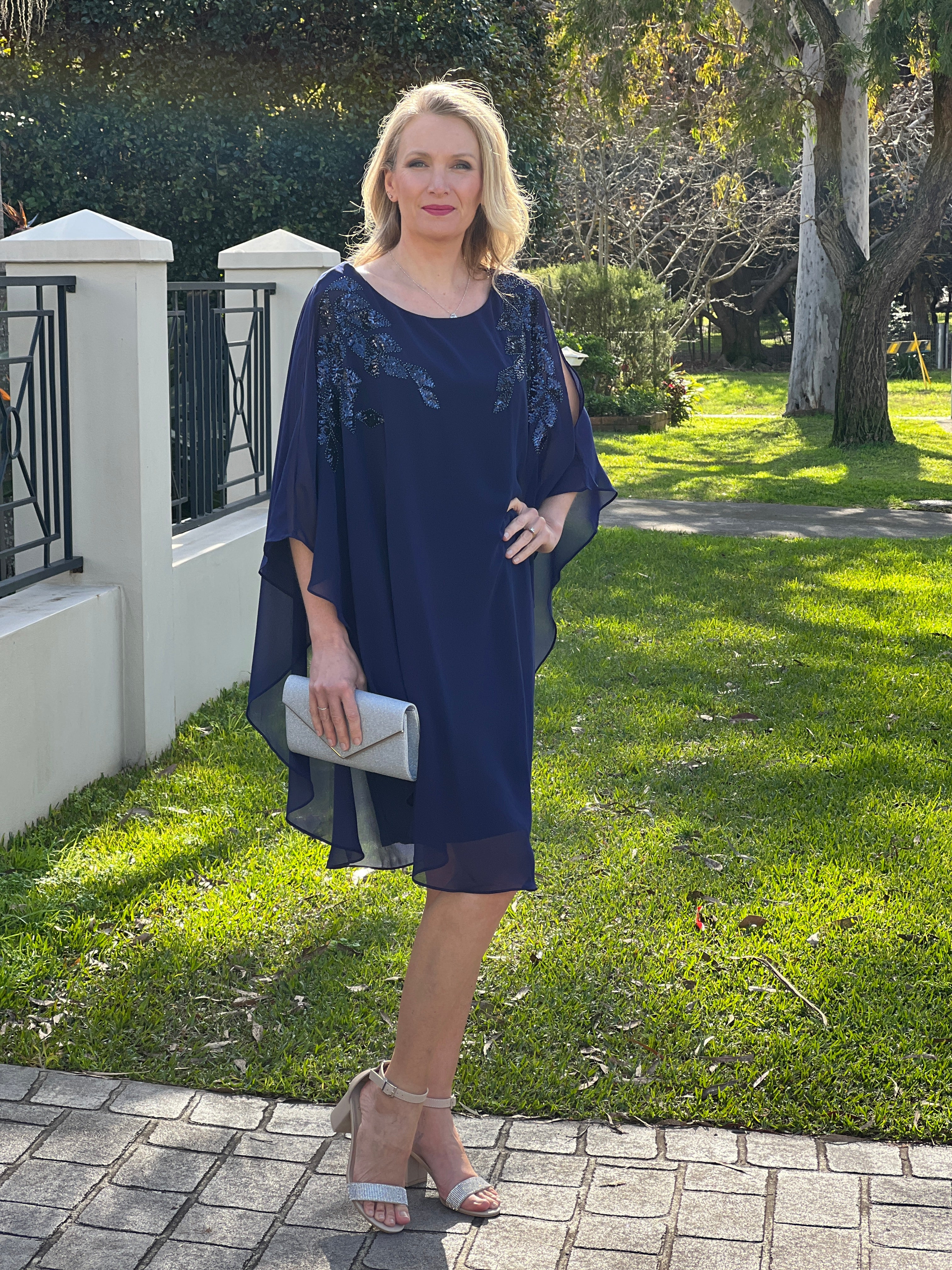 Navy blue overlay store dress