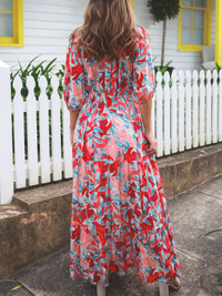 Faro Red Floral Dress